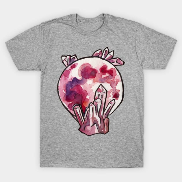 Rose Quartz and the Pink Moon T-Shirt by JenTheTracy